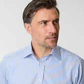 Contemporary Fit Bengal Stripe Cotton Shirt With Classic Collar Two Button Cuff