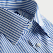 Contemporary Fit Bengal Stripe Cotton Shirt With Classic Collar Two Button Cuff