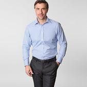 Contemporary Fit Check Cotton Twill Shirt With Classic Collar Two Button Cuff