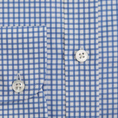 Contemporary Fit Check Cotton Twill Shirt With Classic Collar Two Button Cuff