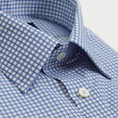 Contemporary Fit Check Cotton Twill Shirt With Classic Collar Two Button Cuff