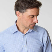 Contemporary Fit Check Cotton Twill Shirt With Classic Collar Two Button Cuff