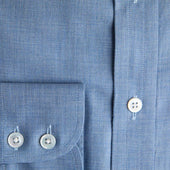Contemporary Fit Small Herringbone Brushed Cotton Shirt With Button Down Collar Two Button Cuff