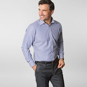 Contemporary Fit Bengal Stripe Cotton Shirt With Classic Collar Two Button Cuff