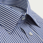 Contemporary Fit Bengal Stripe Cotton Shirt With Classic Collar Two Button Cuff