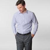Contemporary Fit Double Stripe Sea Island Quality Cotton Shirt With Classic Collar Double Cuff