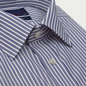 Contemporary Fit Double Stripe Sea Island Quality Cotton Shirt With Classic Collar Double Cuff