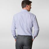Contemporary Fit Double Stripe Sea Island Quality Cotton Shirt With Classic Collar Double Cuff