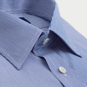 Contemporary Fit Fine Bengal Stripe Cotton Shirt With Classic Collar Two Button Cuff