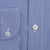 Contemporary Fit Fine Bengal Stripe Cotton Shirt With Classic Collar Two Button Cuff