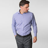 Contemporary Fit Fine Check Sea Island Quality Cotton Shirt With Cut Away Collar Two Button Cuff