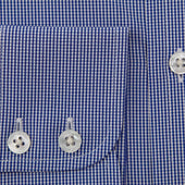 Contemporary Fit Fine Check Sea Island Quality Cotton Shirt With Cut Away Collar Two Button Cuff