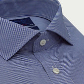 Contemporary Fit Fine Check Sea Island Quality Cotton Shirt With Cut Away Collar Two Button Cuff