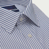 Contemporary Fit Fine Double Stripe Sea Island Quality Cotton Shirt With Classic Collar Double Cuff