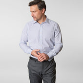 Contemporary Fit Fine Double Stripe Sea Island Quality Cotton Shirt With Classic Collar Double Cuff