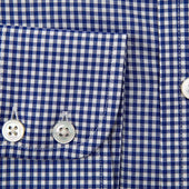 Contemporary Fit Gingham Check Oxford Cotton Shirt With Cut Away Collar Two Button Cuff