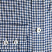 Contemporary Fit Grid Check Brushed Cotton Shirt With Button Down Collar Two Button Cuff