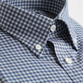 Contemporary Fit Grid Check Brushed Cotton Shirt With Button Down Collar Two Button Cuff