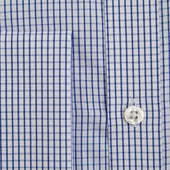 Contemporary Fit Grid Check Cotton Shirt With Classic Collar Double Cuff