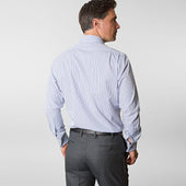 Contemporary Fit Grid Check Cotton Shirt With Classic Collar Double Cuff
