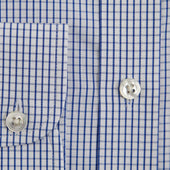 Contemporary Fit Grid Check Cotton Shirt With Classic Collar Two Button Cuff