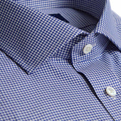 Contemporary Fit Houndstooth Cotton Shirt With Cut Away Collar Two Button Cuff