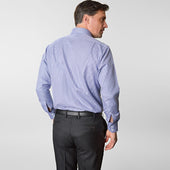 Contemporary Fit Houndstooth Cotton Shirt With Cut Away Collar Two Button Cuff