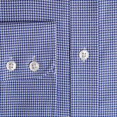Contemporary Fit Houndstooth Cotton Shirt With Cut Away Collar Two Button Cuff
