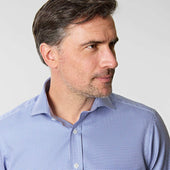 Contemporary Fit Houndstooth Cotton Shirt With Cut Away Collar Two Button Cuff