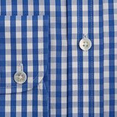 Contemporary Fit Wide Gingham Check Cotton Shirt With Classic Collar Two Button Cuff