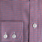 Contemporary Fit Wine Micro Houndstooth Cotton Shirt With Cut Away Collar Two Button Cuff