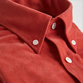 Contemporary Fit Fine Corduroy Shirt With Button Down Collar Two Button Cuff