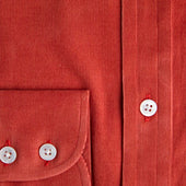 Contemporary Fit Fine Corduroy Shirt With Button Down Collar Two Button Cuff