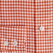 Contemporary Fit Gingham Check Cotton Twill Shirt With Classic Collar Two Button Cuff