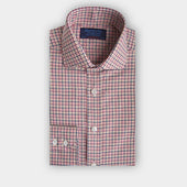 Contemporary Fit Orange Multi Check Brushed Cotton Shirt with Cut-away Collar & Two Button Cuff