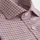 Contemporary Fit Multi Check Brushed Cotton Shirt With Cut Away Collar Two Button Cuff