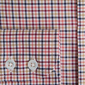 Contemporary Fit Multi Check Brushed Cotton Shirt With Cut Away Collar Two Button Cuff