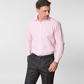 Contemporary Fit Pink End On End Cotton Shirt With Classic Collar Double Cuff