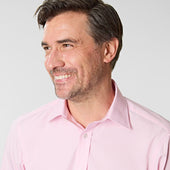 Contemporary Fit Pink End On End Cotton Shirt With Classic Collar Double Cuff