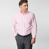 Contemporary Fit Pink End On End Cotton Shirt With Cut Away Collar Two Button Cuff