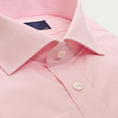 Contemporary Fit Pink End On End Cotton Shirt With Cut Away Collar Two Button Cuff
