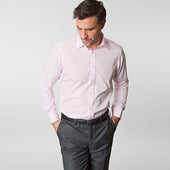 Contemporary Fit Pink Fine Stripe Sea Island Quality Cotton Shirt With Classic Collar Double Cuff