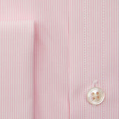 Contemporary Fit Pink Fine Stripe Sea Island Quality Cotton Shirt With Classic Collar Double Cuff