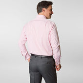 Contemporary Fit Pink Gingham Check Cotton Shirt With Classic Collar Double Cuff