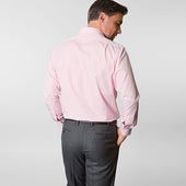 Contemporary Fit Pink Gingham Check Cotton Shirt With Cut Away Collar Two Button Cuff