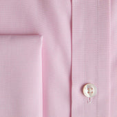 Contemporary Fit Pink Micro Check Cotton Shirt With Classic Collar Double Cuff
