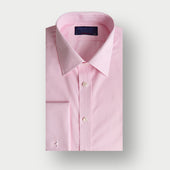 Contemporary Fit Pink Micro Check Cotton Shirt with Classic Collar & Double Cuff