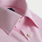Contemporary Fit Pink Micro Check Cotton Shirt With Classic Collar Double Cuff
