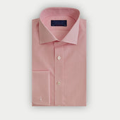 Contemporary Fit Pink Small Gingham Check Cotton Shirt With Cut Away Collar Double Cuff
