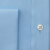 Contemporary Fit Plain Cotton Poplin Shirt With Cut Away Collar Double Cuff